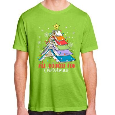 All Booked For Christmas Book Christmas Tree Lights Apparel Adult ChromaSoft Performance T-Shirt