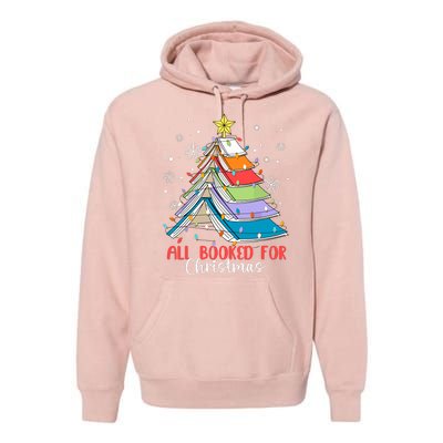 All Booked For Christmas Book Christmas Tree Lights Apparel Premium Hoodie