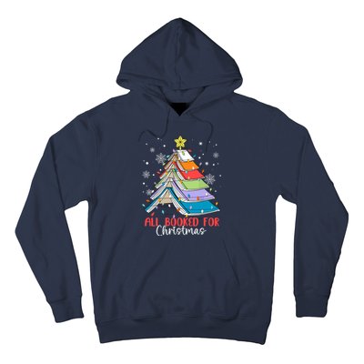 All Booked For Christmas Book Christmas Tree Lights Apparel Hoodie