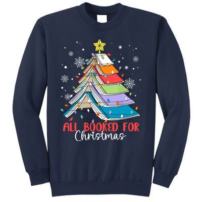 All Booked For Christmas Book Christmas Tree Lights Apparel Sweatshirt