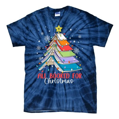 All Booked For Christmas Book Christmas Tree Lights Apparel Tie-Dye T-Shirt