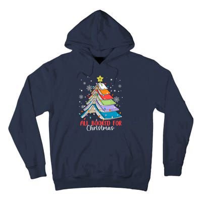 All Booked For Christmas Book Christmas Tree Lights Apparel Tall Hoodie