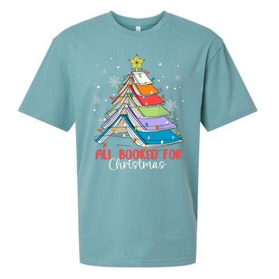 All Booked For Christmas Book Christmas Tree Lights Apparel Sueded Cloud Jersey T-Shirt