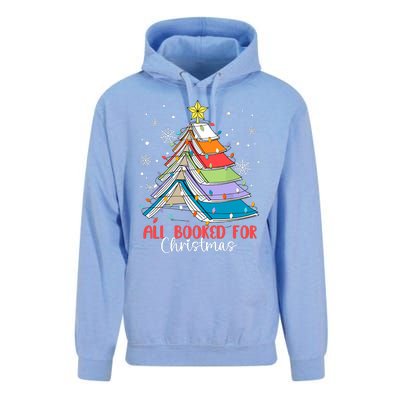 All Booked For Christmas Book Christmas Tree Lights Apparel Unisex Surf Hoodie