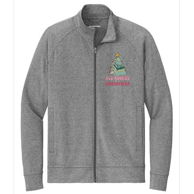 All Booked For Christmas Pine Tree Funny Xmas Raglan Baseball Stretch Full-Zip Cadet Jacket