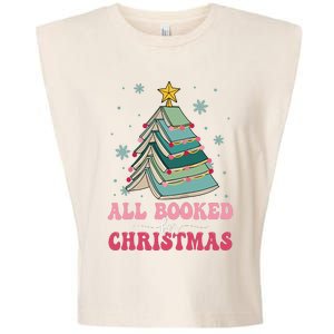 All Booked For Christmas Pine Tree Funny Xmas Raglan Baseball Garment-Dyed Women's Muscle Tee