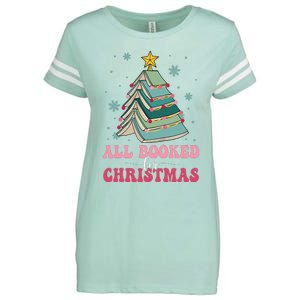 All Booked For Christmas Pine Tree Funny Xmas Raglan Baseball Enza Ladies Jersey Football T-Shirt