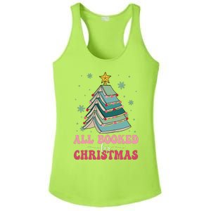 All Booked For Christmas Pine Tree Funny Xmas Raglan Baseball Ladies PosiCharge Competitor Racerback Tank