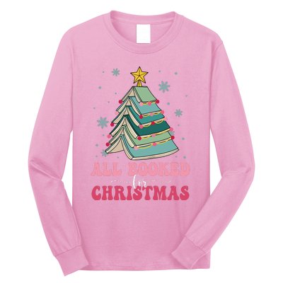 All Booked For Christmas Pine Tree Funny Xmas Raglan Baseball Long Sleeve Shirt