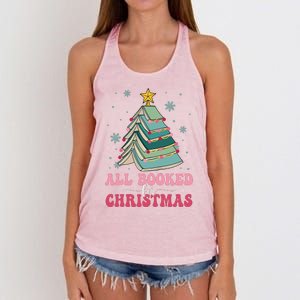 All Booked For Christmas Pine Tree Funny Xmas Raglan Baseball Women's Knotted Racerback Tank