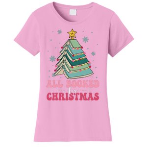 All Booked For Christmas Pine Tree Funny Xmas Raglan Baseball Women's T-Shirt