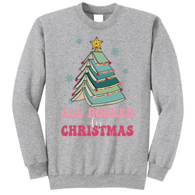 All Booked For Christmas Pine Tree Funny Xmas Raglan Baseball Sweatshirt