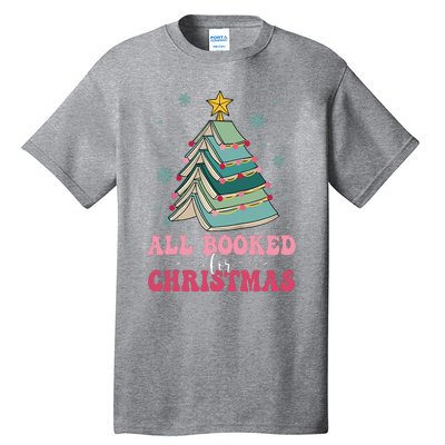 All Booked For Christmas Pine Tree Funny Xmas Raglan Baseball Tall T-Shirt