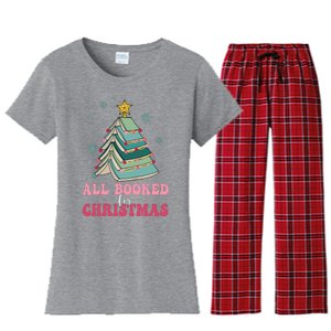 All Booked For Christmas Pine Tree Funny Xmas Raglan Baseball Women's Flannel Pajama Set