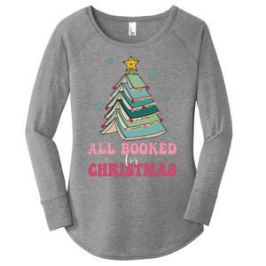 All Booked For Christmas Pine Tree Funny Xmas Raglan Baseball Women's Perfect Tri Tunic Long Sleeve Shirt