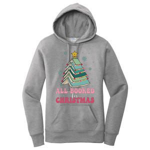 All Booked For Christmas Pine Tree Funny Xmas Raglan Baseball Women's Pullover Hoodie