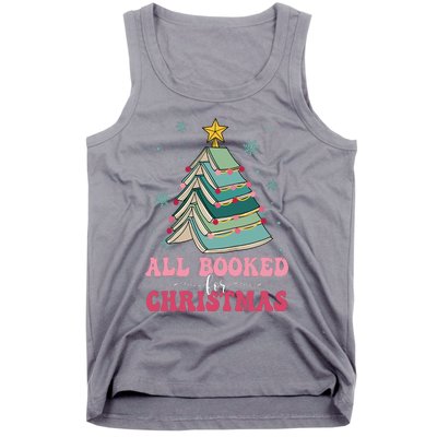 All Booked For Christmas Pine Tree Funny Xmas Raglan Baseball Tank Top