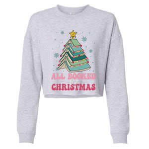 All Booked For Christmas Pine Tree Funny Xmas Raglan Baseball Cropped Pullover Crew