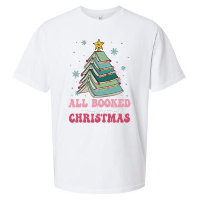 All Booked For Christmas Pine Tree Funny Xmas Raglan Baseball Sueded Cloud Jersey T-Shirt