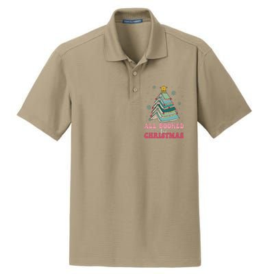 All Booked For Christmas Pine Tree Funny Xmas Raglan Baseball Dry Zone Grid Polo