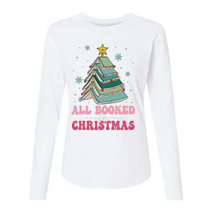 All Booked For Christmas Pine Tree Funny Xmas Raglan Baseball Womens Cotton Relaxed Long Sleeve T-Shirt