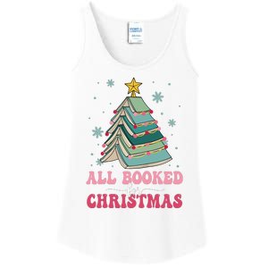 All Booked For Christmas Pine Tree Funny Xmas Raglan Baseball Ladies Essential Tank