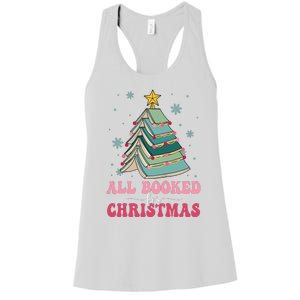 All Booked For Christmas Pine Tree Funny Xmas Raglan Baseball Women's Racerback Tank