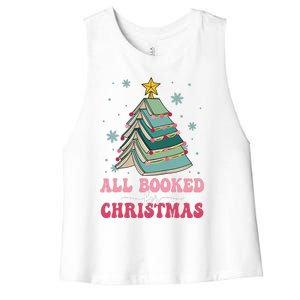 All Booked For Christmas Pine Tree Funny Xmas Raglan Baseball Women's Racerback Cropped Tank