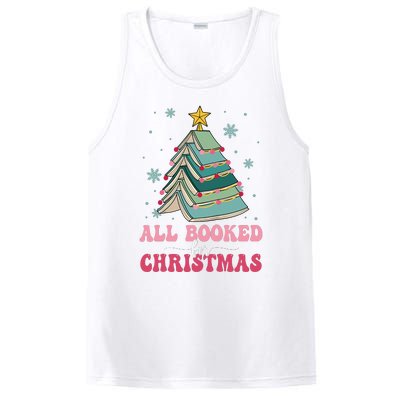 All Booked For Christmas Pine Tree Funny Xmas Raglan Baseball PosiCharge Competitor Tank