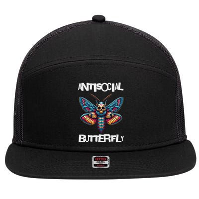 Antisocial Butterfly, Funny, With A Death Head Moth 7 Panel Mesh Trucker Snapback Hat
