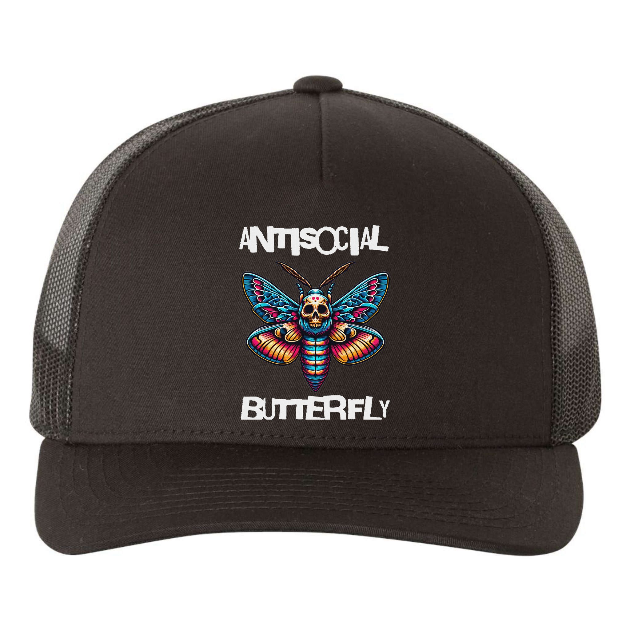Antisocial Butterfly, Funny, With A Death Head Moth Yupoong Adult 5-Panel Trucker Hat