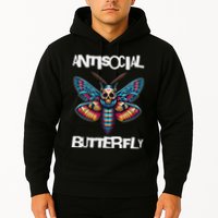 Antisocial Butterfly, Funny, With A Death Head Moth Hoodie