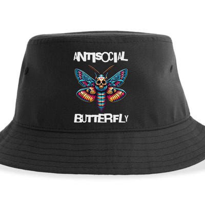 Antisocial Butterfly, Funny, With A Death Head Moth Sustainable Bucket Hat
