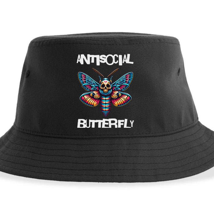 Antisocial Butterfly, Funny, With A Death Head Moth Sustainable Bucket Hat