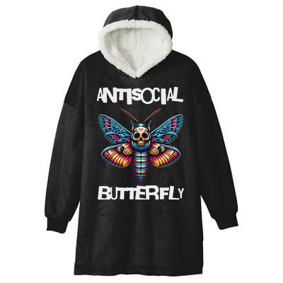Antisocial Butterfly, Funny, With A Death Head Moth Hooded Wearable Blanket