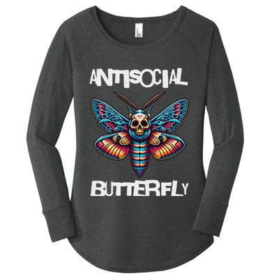 Antisocial Butterfly, Funny, With A Death Head Moth Women's Perfect Tri Tunic Long Sleeve Shirt