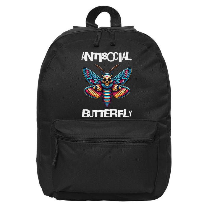 Antisocial Butterfly, Funny, With A Death Head Moth 16 in Basic Backpack