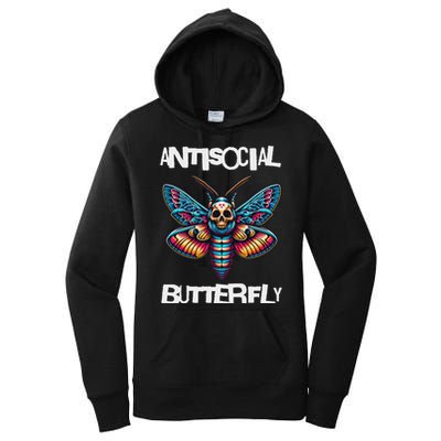 Antisocial Butterfly, Funny, With A Death Head Moth Women's Pullover Hoodie