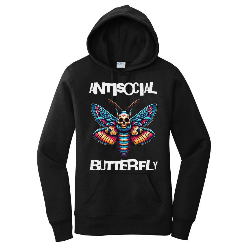 Antisocial Butterfly, Funny, With A Death Head Moth Women's Pullover Hoodie