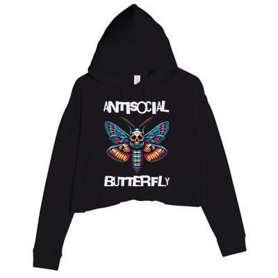 Antisocial Butterfly, Funny, With A Death Head Moth Crop Fleece Hoodie