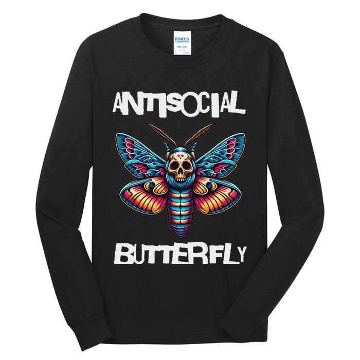 Antisocial Butterfly, Funny, With A Death Head Moth Tall Long Sleeve T-Shirt