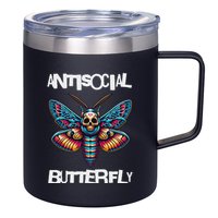 Antisocial Butterfly, Funny, With A Death Head Moth 12oz Stainless Steel Coffee Mug