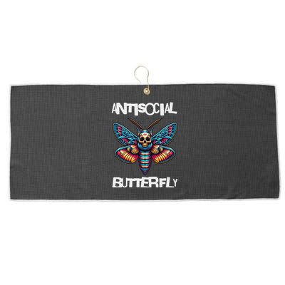 Antisocial Butterfly, Funny, With A Death Head Moth Large Microfiber Waffle Golf Towel