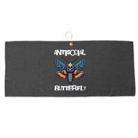Antisocial Butterfly, Funny, With A Death Head Moth Large Microfiber Waffle Golf Towel