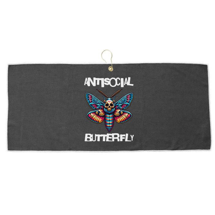 Antisocial Butterfly, Funny, With A Death Head Moth Large Microfiber Waffle Golf Towel