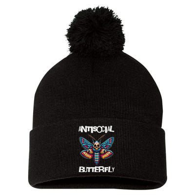 Antisocial Butterfly, Funny, With A Death Head Moth Pom Pom 12in Knit Beanie