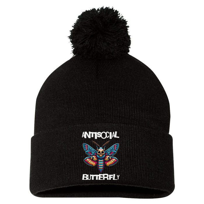 Antisocial Butterfly, Funny, With A Death Head Moth Pom Pom 12in Knit Beanie