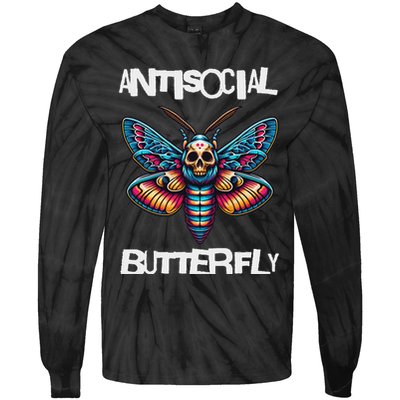 Antisocial Butterfly, Funny, With A Death Head Moth Tie-Dye Long Sleeve Shirt