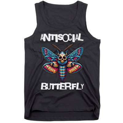 Antisocial Butterfly, Funny, With A Death Head Moth Tank Top