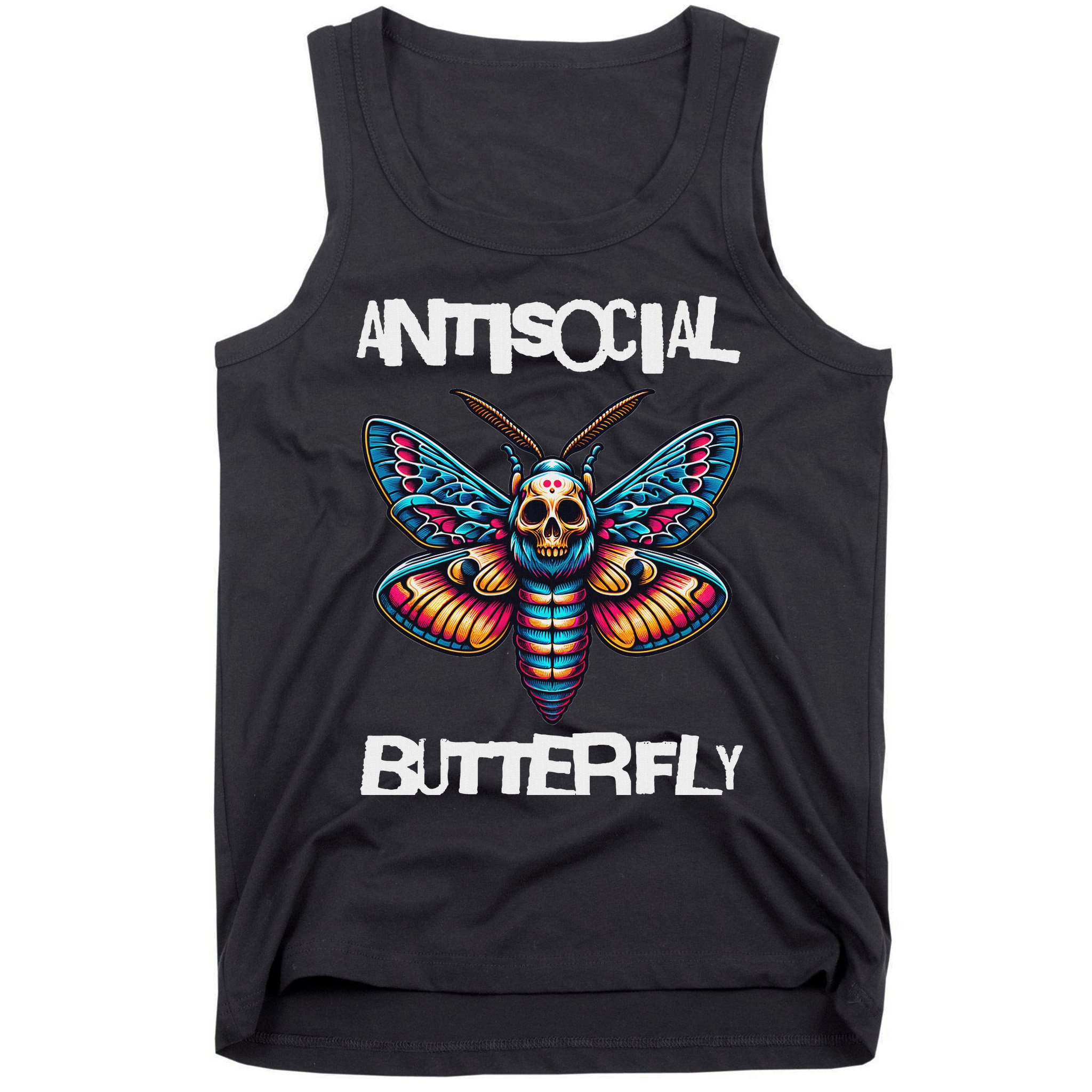 Antisocial Butterfly, Funny, With A Death Head Moth Tank Top